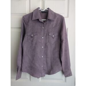 Roughrider by Circle T Women's Western Rodeo Shirt Faux Suede w/Pearl Snaps XS